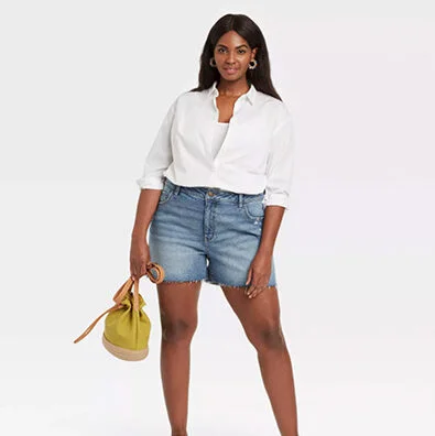 Ava & Viv Women's Plus-Size Destructed Midi Jean Shorts Ava & Viv Women's Plus-Size Destructed Midi Jean Shorts