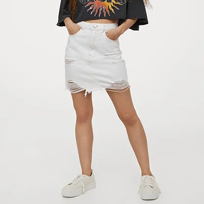 H&M Distressed Denim Skirt H&M Distressed Denim Skirt