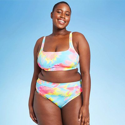 Xhilaration Tie-Dye Plus Size Ribbed High Waist Bikini_ Xhilaration Tie-Dye Plus Size Ribbed High Waist Bikini