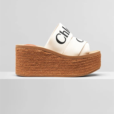 CHLOÉ Beige Woody Wedge Heeled Sandals