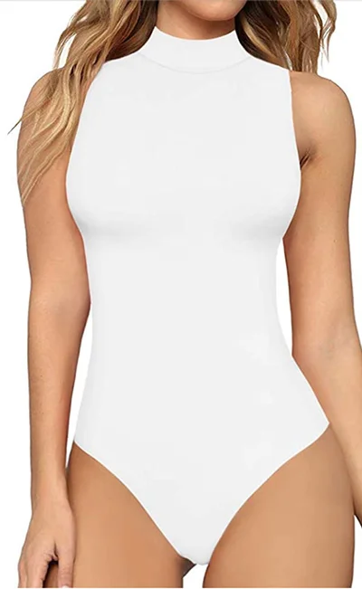 MANGOPOP Women's Mock Turtle Neck Sleeveless Tank Tops Bodysuit MANGOPOP Women's Mock Turtle Neck Sleeveless Tank Tops Bodysuit