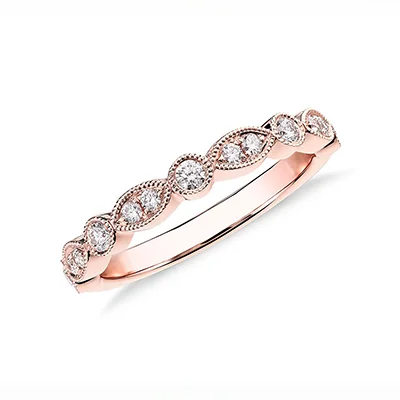 Blue Nile Milgrain Marquise and Dot Diamond Ring in 14-Karat Rose Gold Blue Nile Milgrain Marquise and Dot Diamond Ring in 14-Karat Rose Gold
