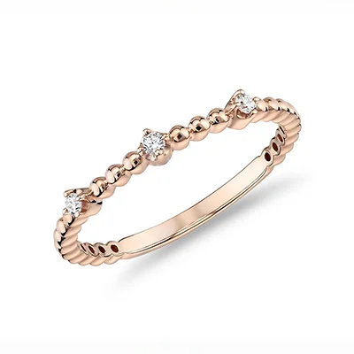 Blue Nile Mini Diamond Beaded Three Stackable Fashion Ring Blue Nile Mini Diamond Beaded Three Stackable Fashion Ring