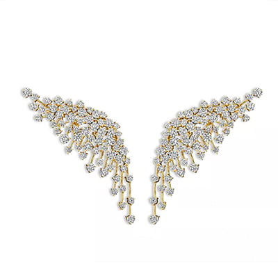 Hueb 18-Karat Yellow Gold Luminus Diamond Wing Drop Earrings_ Hueb 18-Karat Yellow Gold Luminus Diamond Wing Drop Earrings