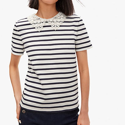 Kate Spade Lace Collar Striped Shirt