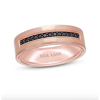 Neil Lane Men's Black Diamond Wedding Band 1_6 ct tw 14K Rose Gold Neil Lane Men's Black Diamond Wedding Band 1/6 ct tw 14K Rose Gold