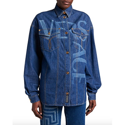 Versace Logo Denim Shirt Jacket