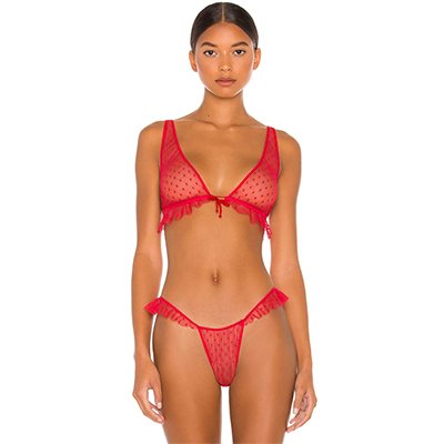 Only Hearts Side Ruffle Bralette and Thong