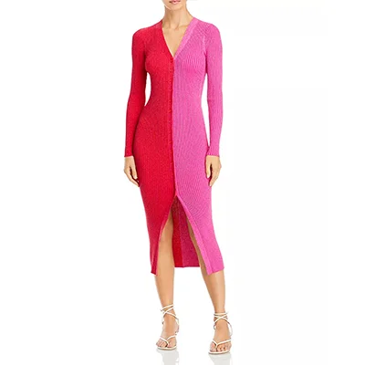 Staud Shoko Two-Tone Cardigan Dress Staud Shoko Two-Tone Cardigan Dress