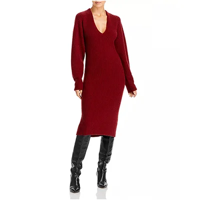 Vince Ribbed V-Neck Dress Vince Ribbed V-Neck Dress