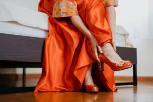 red wedding dress