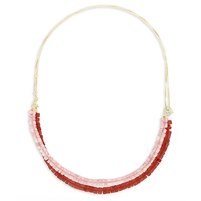 Aliita Princesa Yellow Gold, Pink Quartz & Carnelian Necklace Aliita Princesa Yellow Gold, Pink Quartz & Carnelian Necklace