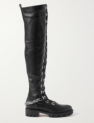 Balmain Raven Logo-Embellished Stretch-Suede Thigh-High Boots
