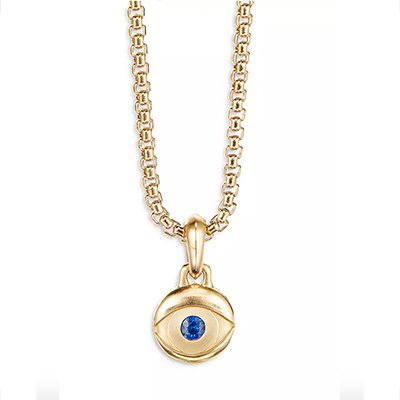 David Yurman 18K Gold and Sapphire Men's Evil Eye Amulet Necklace