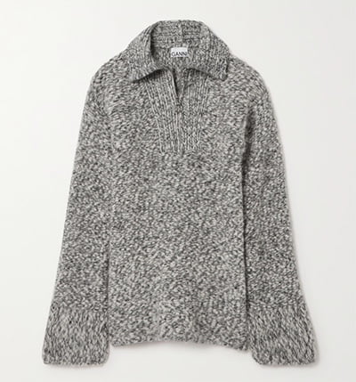GANNI Melange Alpaca-Blend Sweater