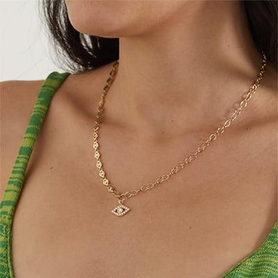 Sydney Evan Evil Eye 14-Karat Gold Diamond Necklace 