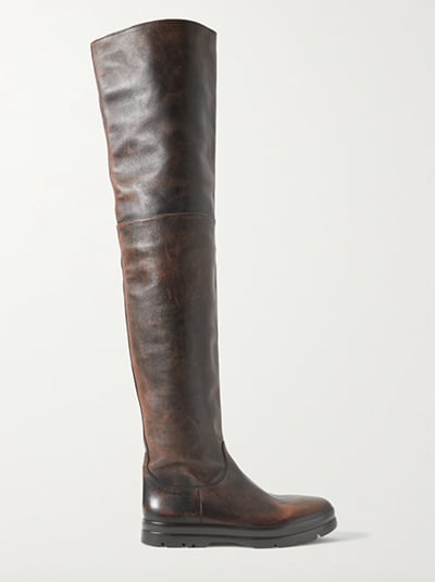 The Row Billie Leather Thigh-High Boots