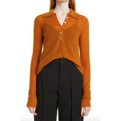 Vince Mohair & Wool Blend Polo Collar Sweater 