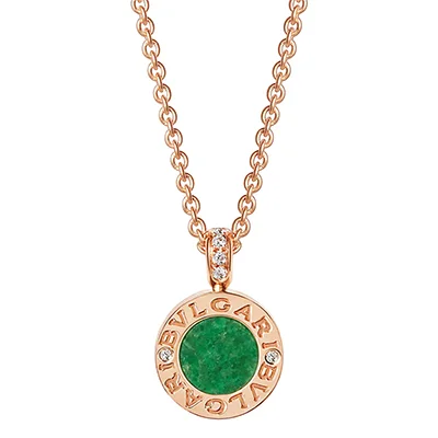 BVLGARI Classic 18K Rose Gold, Jade & Diamond Pendant Necklace BVLGARI Classic 18K Rose Gold, Jade & Diamond Pendant Necklace