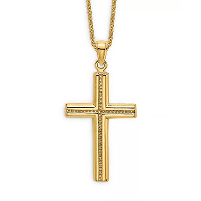 Bloomingdale's Beaded 14K Gold Cross Necklace 