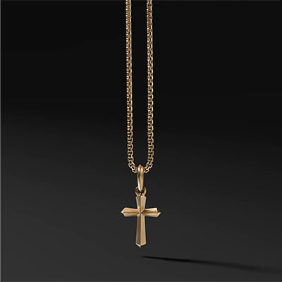 David Yurman 18K Gold Roman Cross Amulet Necklace