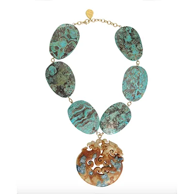 Devon Leigh Ocean Jasper Carved Jade Necklace Devon Leigh Ocean Jasper Carved Jade Necklace