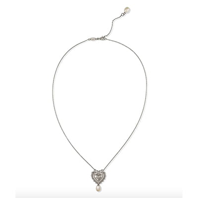Dolce & Gabbana 18kt White Gold Devotion Diamond And Pearl Heart Pendant Necklace