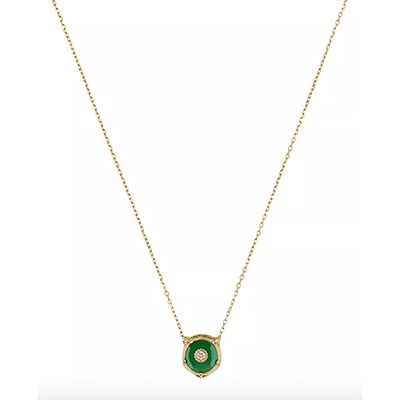 Gucci Le Marché Des Merveilles Jade & Diamond Feline Head Pendant Necklace