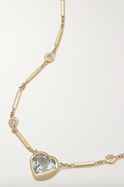 Jacquie Aiche 14K Gold, Aquamarine & Diamond Necklace