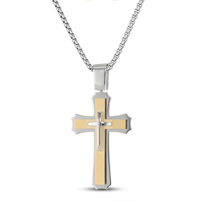 Jared Yellow Ion-Plated Stainless Steel Cross Necklace