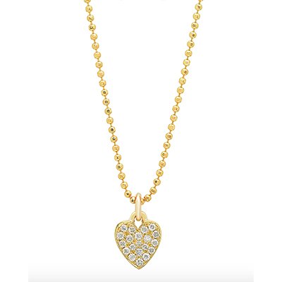 Jennifer Meyer 18K Gold Diamond Heart Pendant Necklace