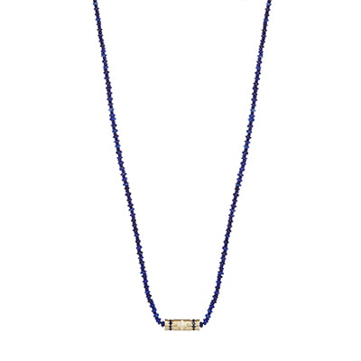 Luis Morias 14K Yellow Gold & Sapphire Cross Relief Beaded Necklace