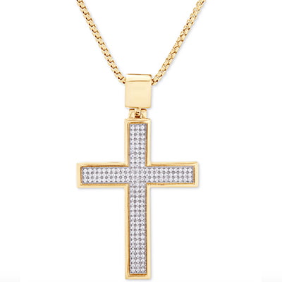 Macy's Gold-Plated Sterling Silver Diamond Cross Necklace