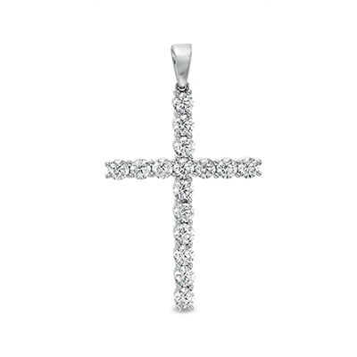 Men's 4 CT. T.W. Certified Lab-Created Diamond Cross Necklace Charm in 14K White Gold