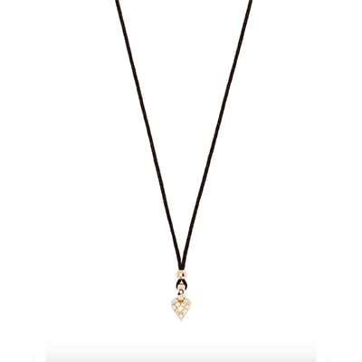 Mizuki 14K Yellow Gold Polysilk Cord Diamond Heart Pendant Necklace
