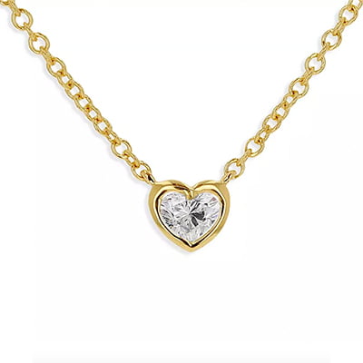 Moon & Meadow 14K Yellow Gold Diamond Heart Pendant Necklace