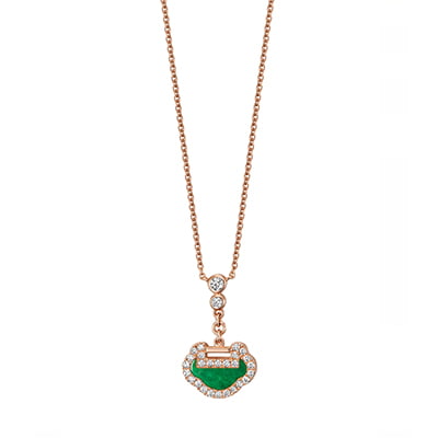Qeelin Petite Yu Yi Jade & Diamond Pendant Necklace 