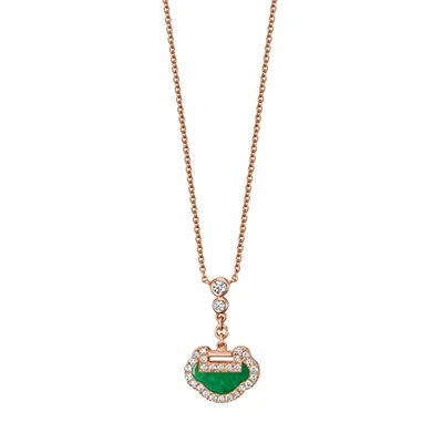 Qeelin Petite Yu Yi Jade & Diamond Pendant Necklace_ Qeelin Petite Yu Yi Jade & Diamond Pendant Necklace