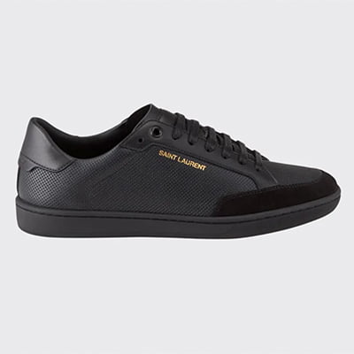 SAINT LAURENT Men's Court Classic Perforated Leather Sneakers