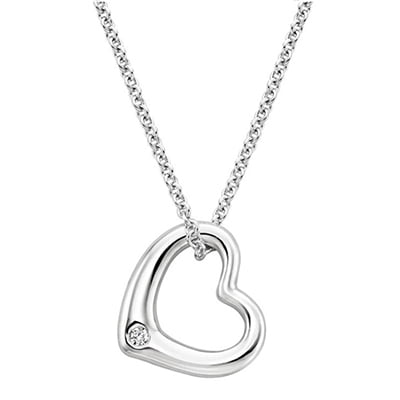 Sterling Silver Heart Diamond Pendant