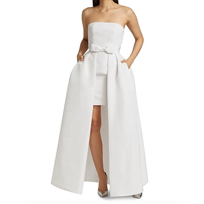Alexia María Silk Faille Strapless Minidress with Convertible Skirt
