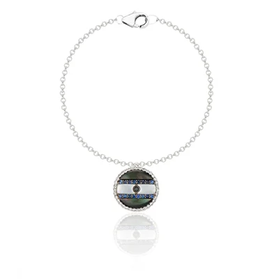 Evil Eye Bracelet With Mother Of Pearl, Diamond & Black Diamond_ Evil Eye Bracelet With Mother Of Pearl, Diamond & Black Diamond