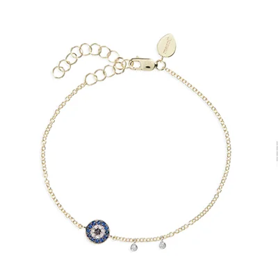 Meira T Evil Eye Sapphire & Diamond Charm Bracelet Meira T Evil Eye Sapphire & Diamond Charm Bracelet