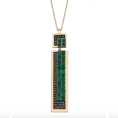 Bee Goddess Mondrian Black Diamond & Emerald Necklace Bee Goddess Mondrian Black Diamond & Emerald Necklace
