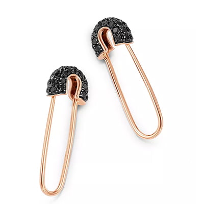 Bloomingdale's Black Diamond & Rose Gold Safety Pin Earrings