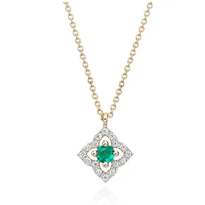 Blue Nile Petite Emerald & Diamond Floral Pendant Blue Nile Petite Emerald & Diamond Floral Pendant