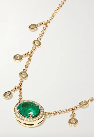 Jacquie Aiche 18-Karat Gold, Emerald & Diamond Necklace Jacquie Aiche 18-Karat Gold, Emerald & Diamond Necklace