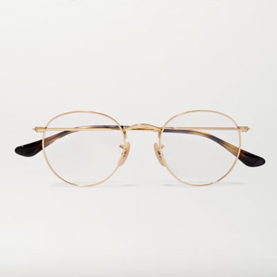 Ray-Ban Round-Frame Gold-Tone Optical Glasses