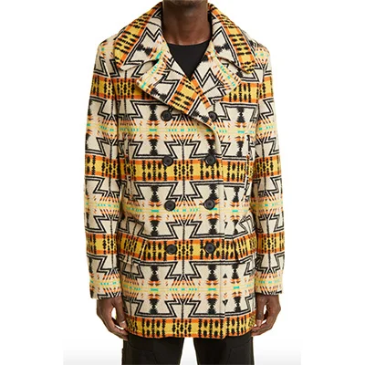 Schott NYC Geometric-Print Wool-Blend Peacoat Schott NYC Geometric-Print Wool-Blend Peacoat