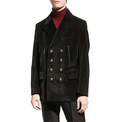 TOM FORD Men's Corduroy Double-Breasted Peacoat TOM FORD Men's Corduroy Double-Breasted Peacoat
